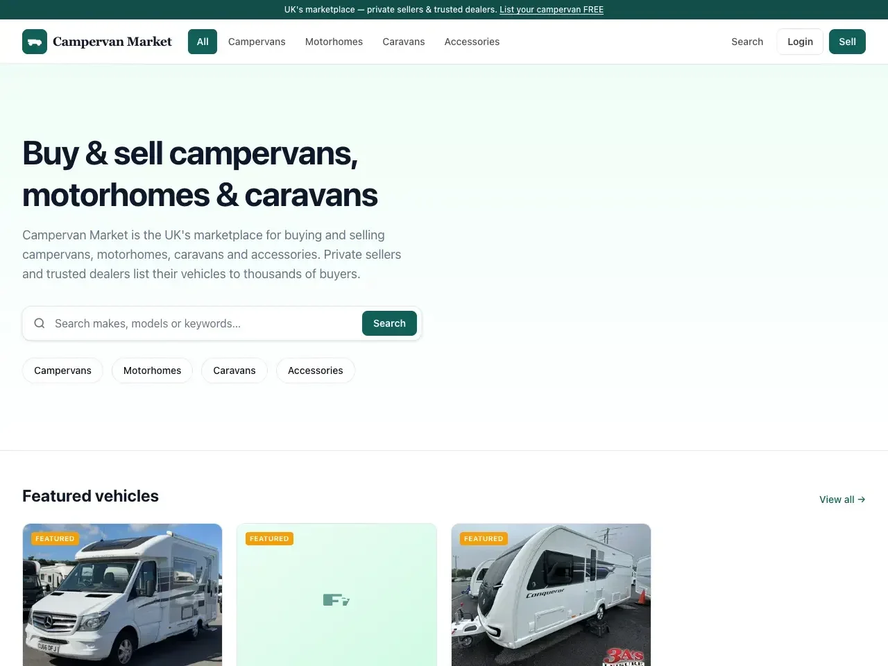 Campervan Market website design