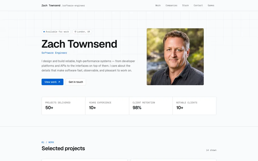 Zach Townsend website design