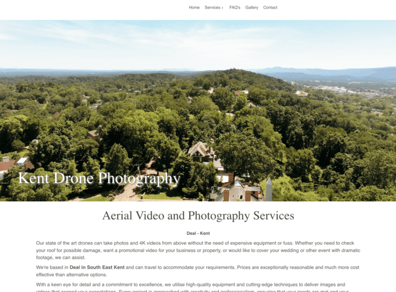 Kent Drone Photography website design