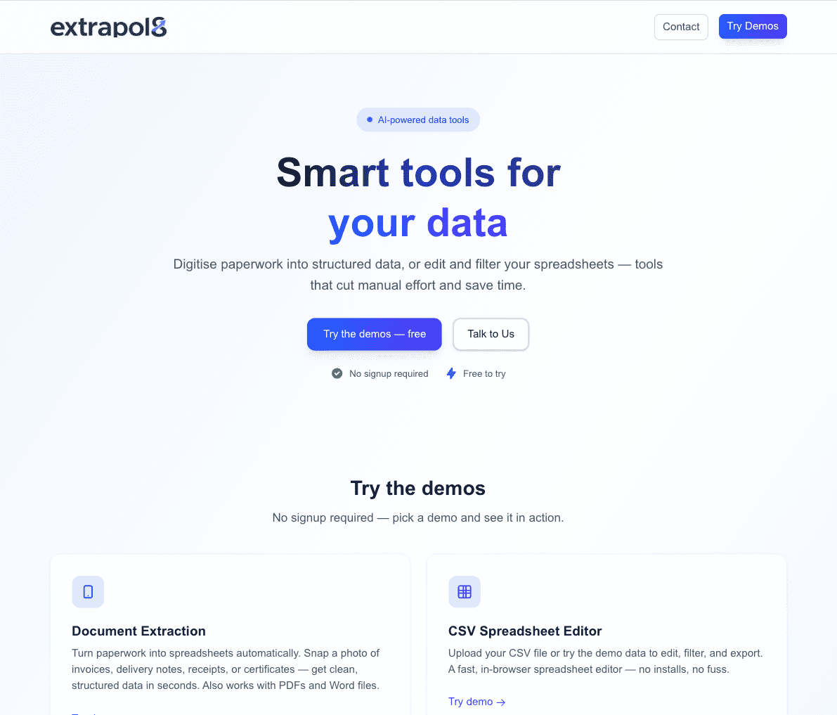 extrapol8 website design